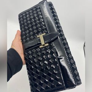 COLE HAAN Izzie Large Clutch / Heritage Weave Unit Black